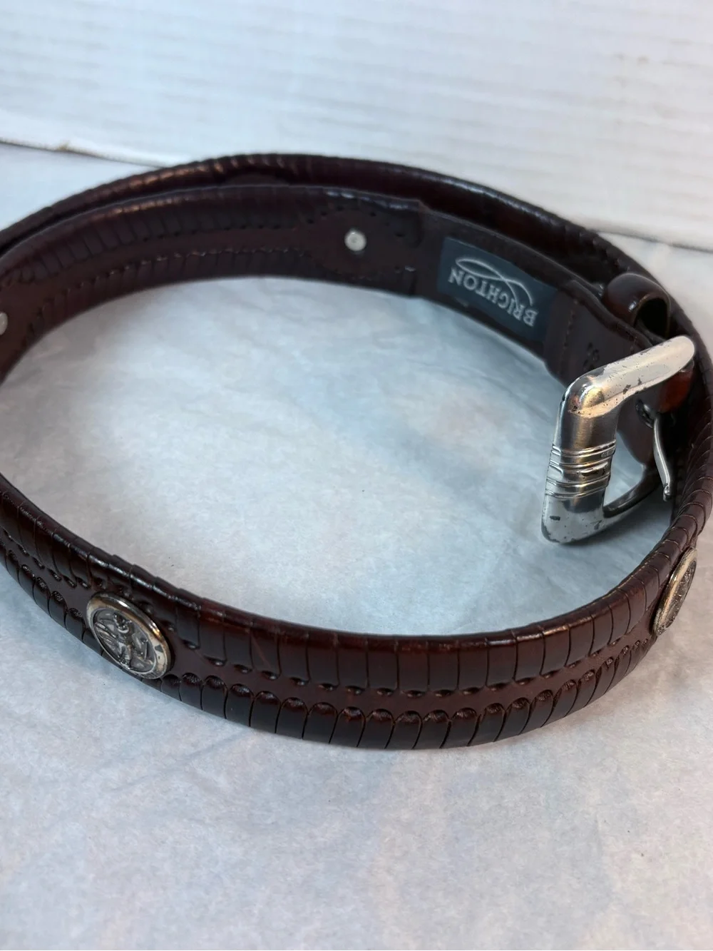 Brighton Women’s Brown Leather Concho Belt Size 38